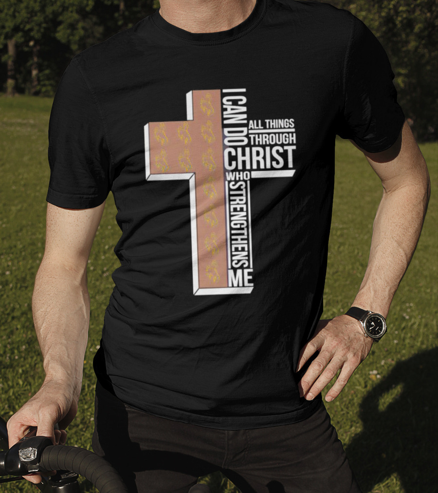 Wyoming Cowboys I Can Do All Things Through Christ Who Strengthens Me Cross T-Shirt
