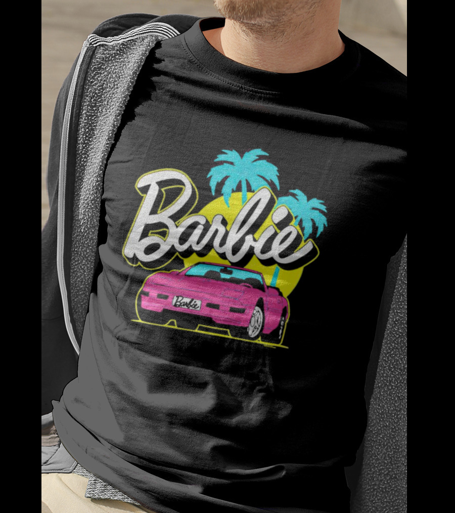 Barbie Malibu Pink Car And Palm Trees T-Shirt