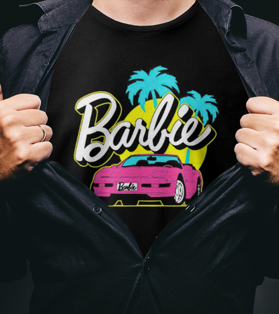 Barbie Malibu Pink Car And Palm Trees T-Shirt