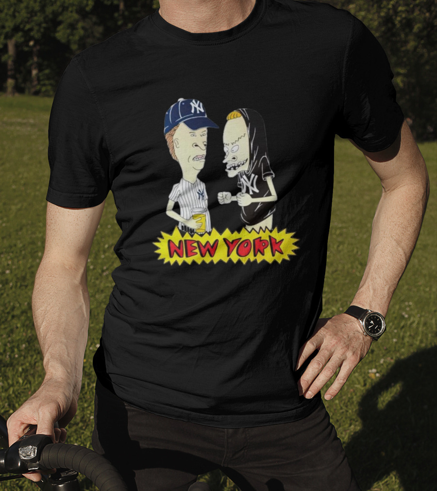 Beavis And Butt-Head New York Yankees Cartoon Characters In Baseball Gear T-Shirt