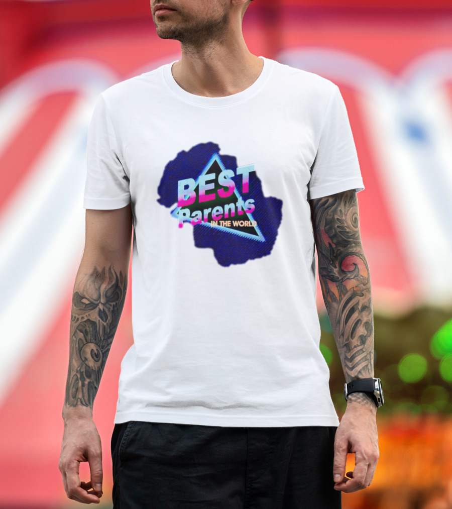 BEST Parents IN THE WORLD Retro Neon Triangle T-Shirt