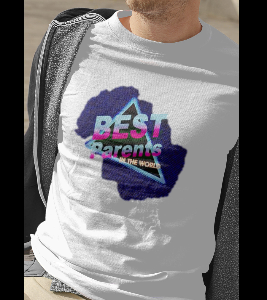 BEST Parents IN THE WORLD Retro Neon Triangle T-Shirt