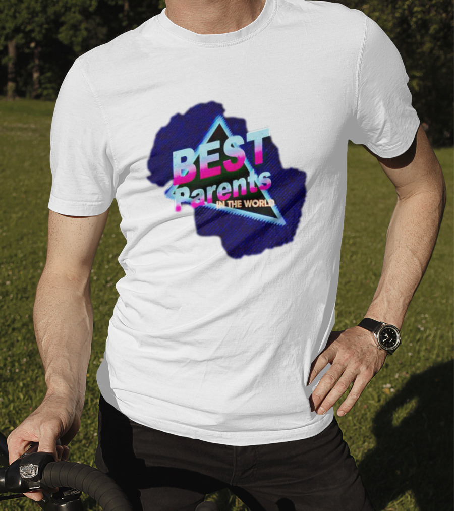 BEST Parents IN THE WORLD Retro Neon Triangle T-Shirt