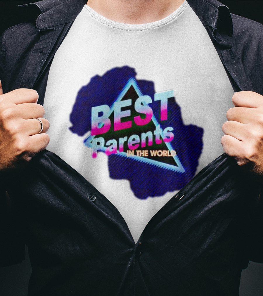 BEST Parents IN THE WORLD Retro Neon Triangle T-Shirt