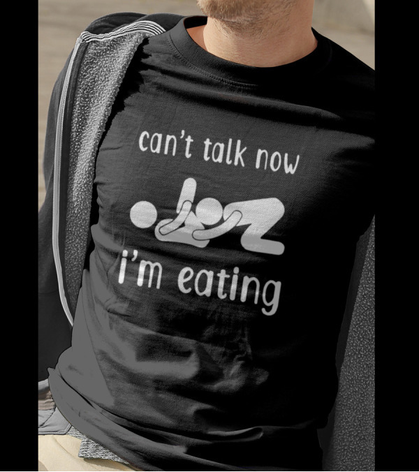 Can’t Talk Now I’m Eating Iconic Stick Figure Humor T-Shirt