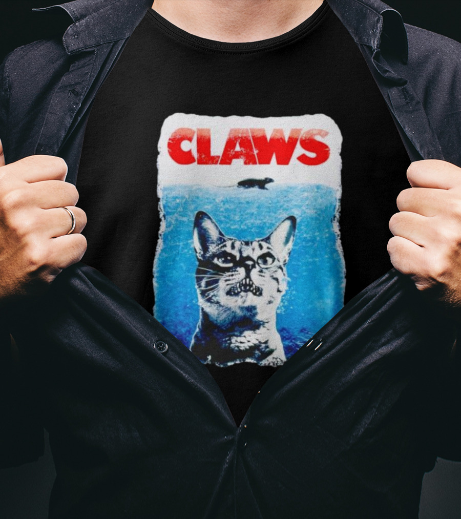 Claws Parody Cat With Fish Underwater T-Shirt