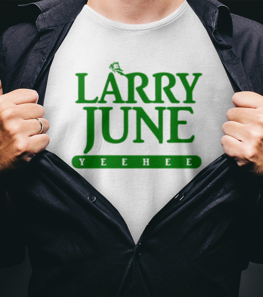 Larry June Yeehee Green Text T-Shirt