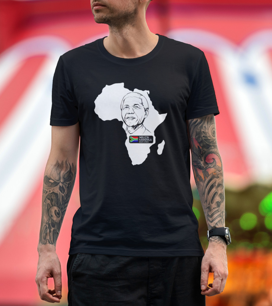 Nelson Mandela South Africa Flag Map T-Shirt