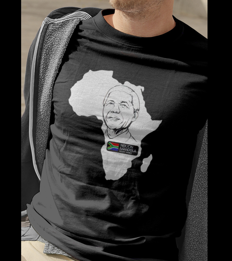 Nelson Mandela South Africa Flag Map T-Shirt