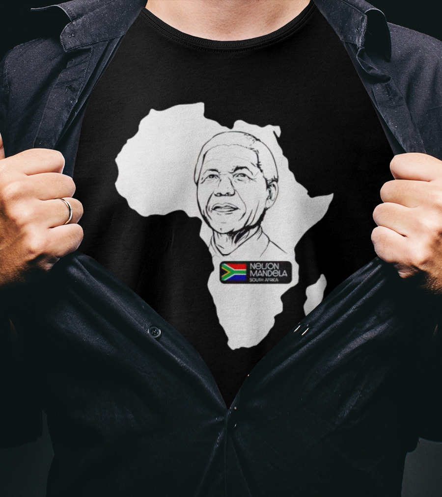 Nelson Mandela South Africa Flag Map T-Shirt
