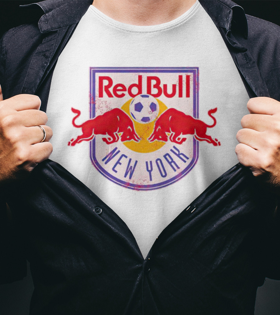 New York Red Bull Soccer Badge With Charging Bulls And Soccer Ball T-Shirt