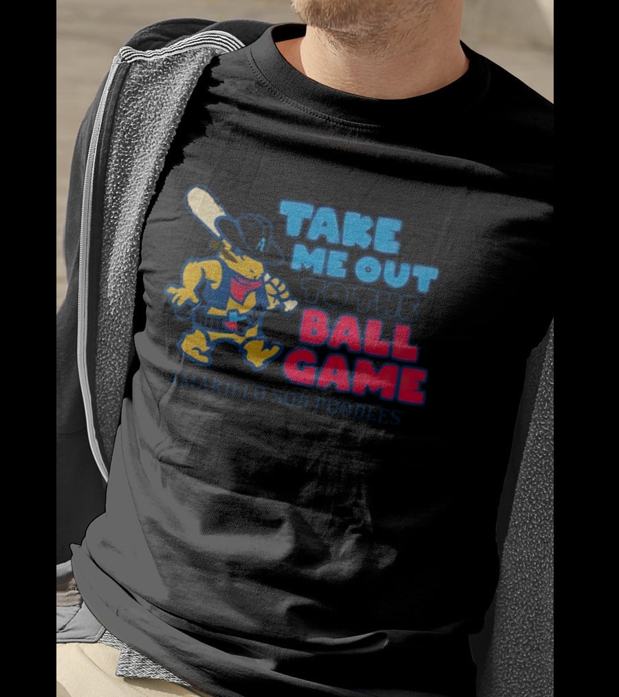 Amarillo Sod Poodles Take Me Out To The Ball Game Cowboy With Baseball Bat T-Shirt