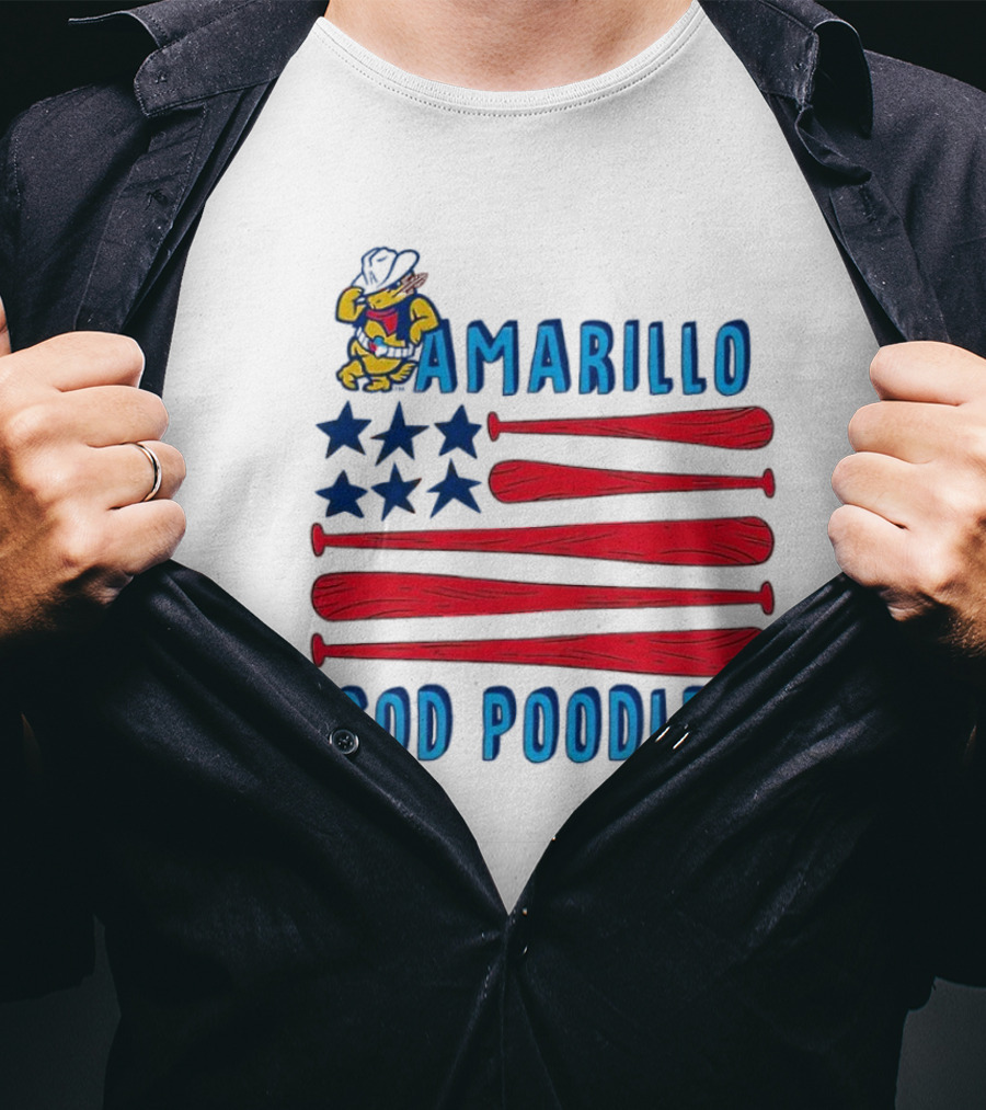 Amarillo Sod Poodles American Flag With Baseball Bats And Stars T-Shirt