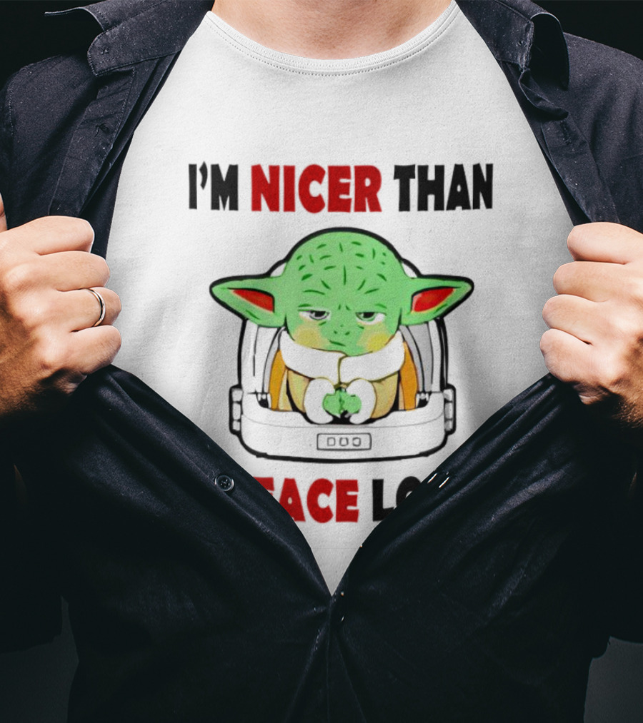 Baby Yoda I'm Nicer Than My Face Looks Grogu Helmet T-Shirt