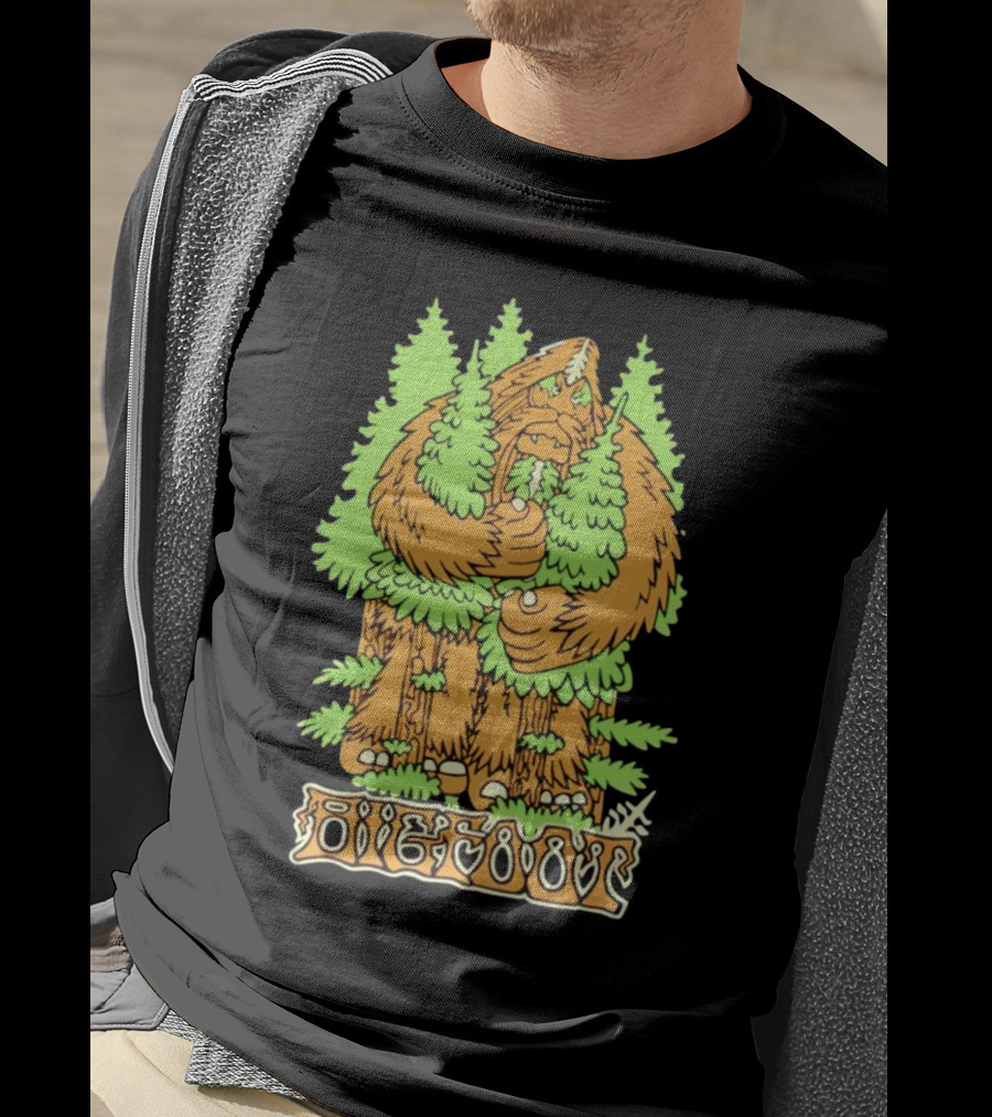 Bigfoot Hug Tree Forest Creature Retro T-Shirt