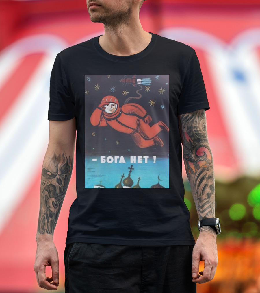 Boga Net Soviet Cosmonaut CCCP Stars Kremlin 1961 Bota Het Rocket T-Shirt