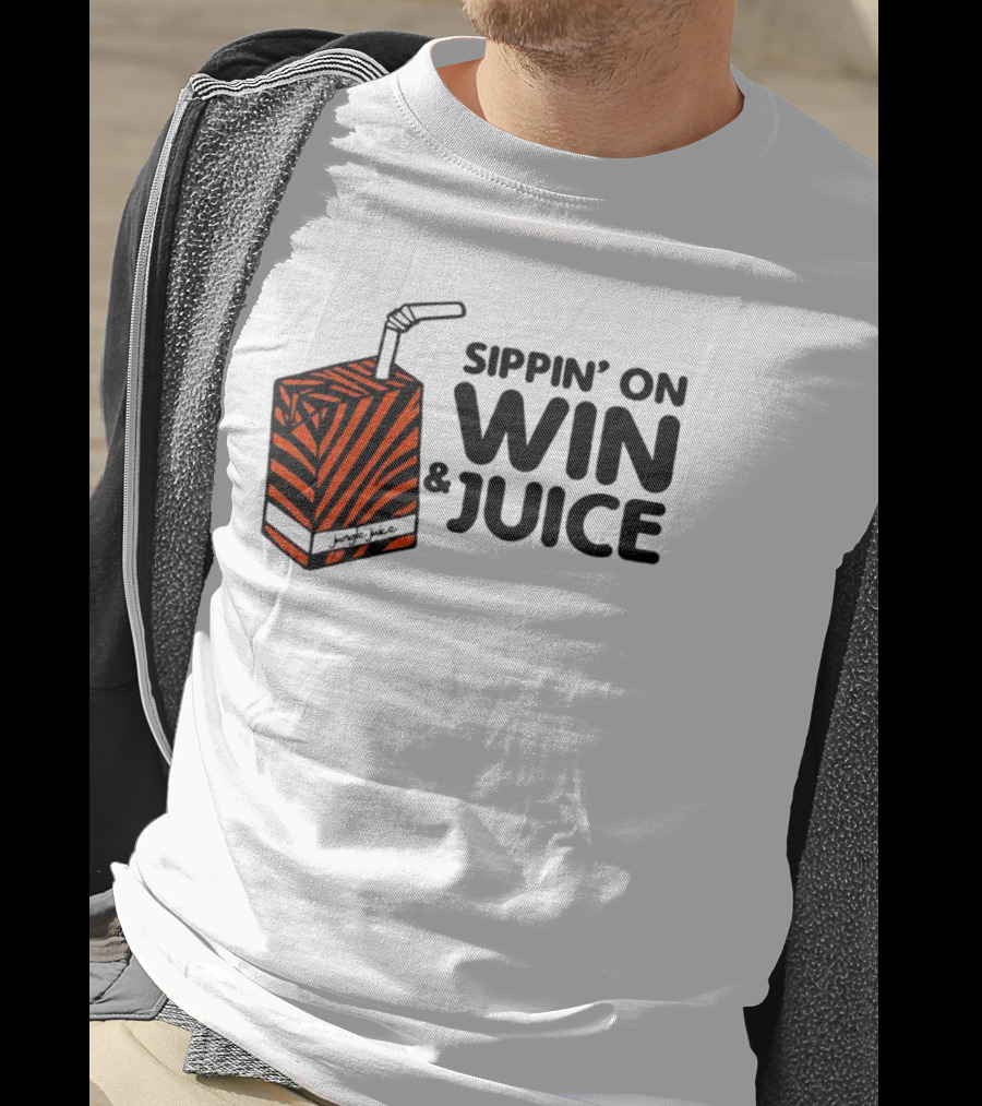 Cincinnati Bengals Sippin’ On Win And Juice With Tiger Stripes Box T-Shirt