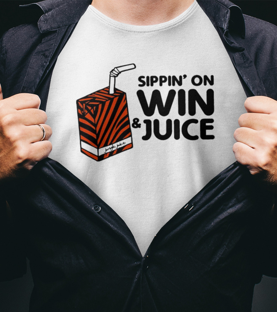 Cincinnati Bengals Sippin’ On Win And Juice With Tiger Stripes Box T-Shirt