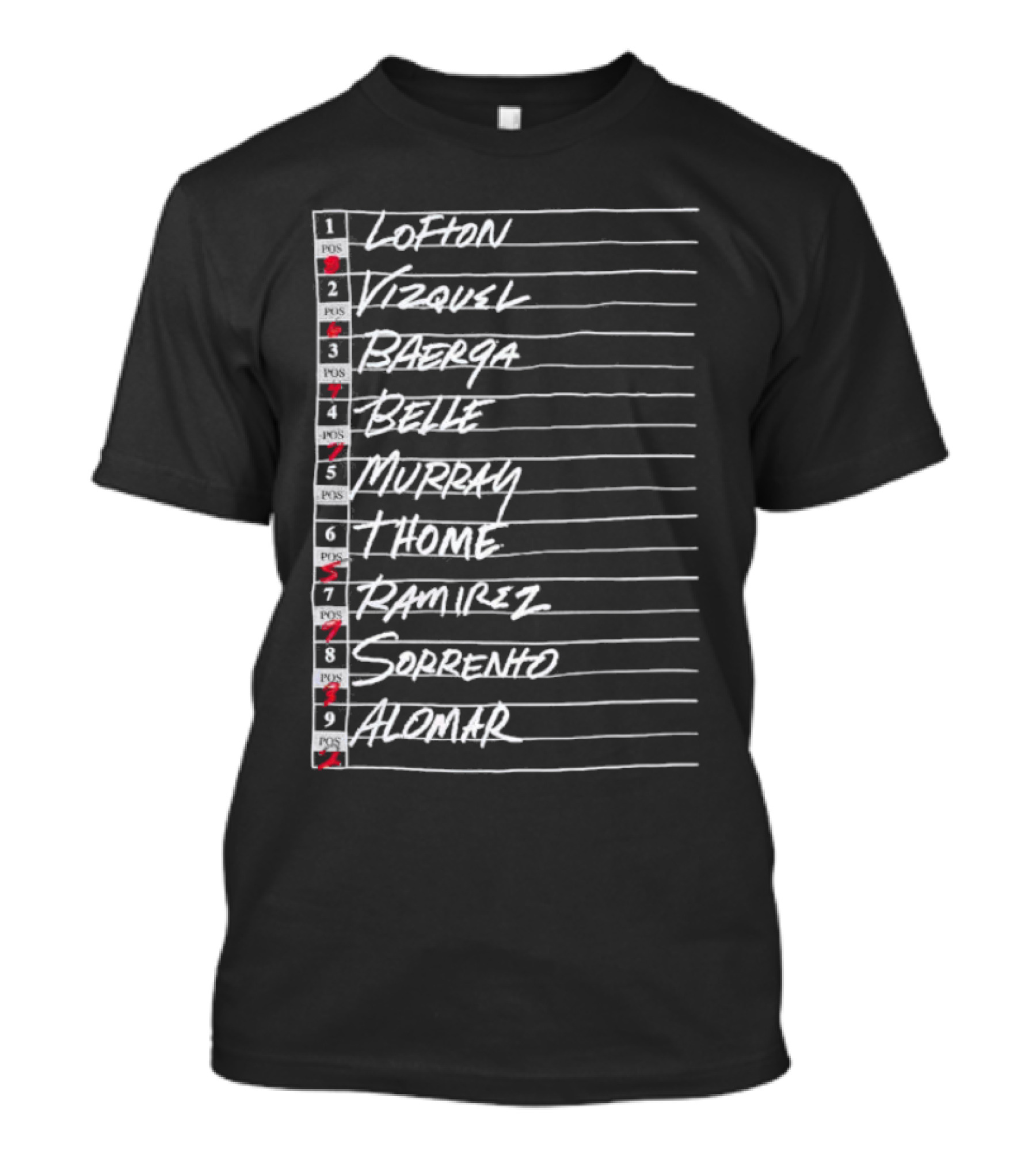 Cleveland Summer Of ’95 Lineup Lofton Vizquel Baerga Belle Murray Thome Ramirez Sorrento Alomar T-Shirt