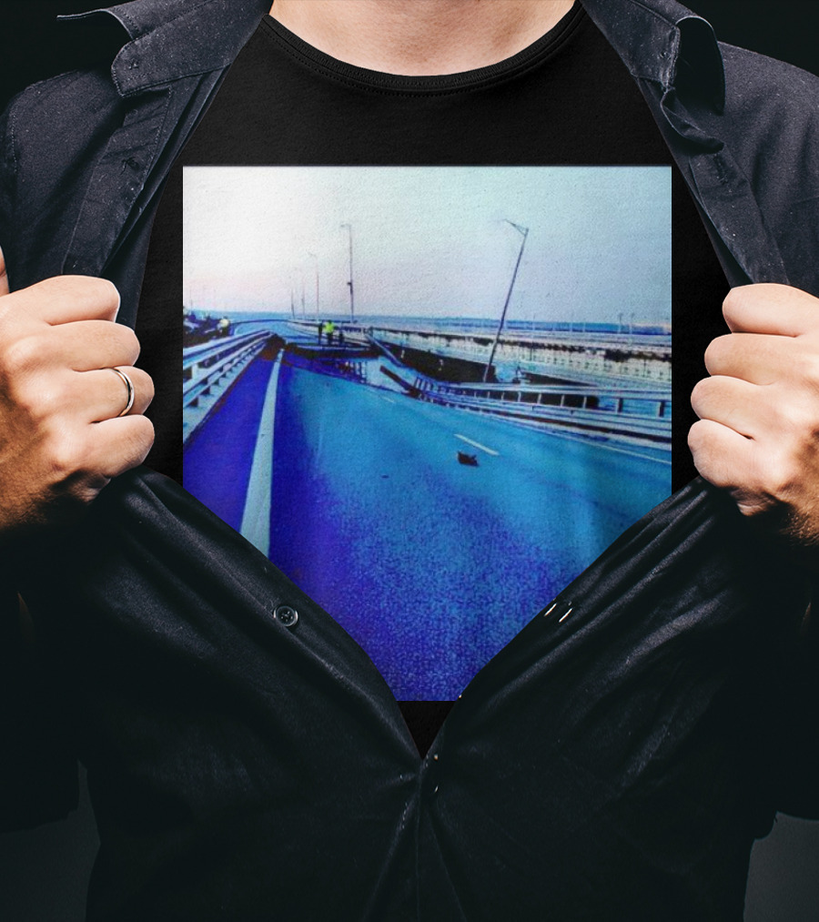 Crimean Kerch Bridge Partial Collapse Scene T-Shirt