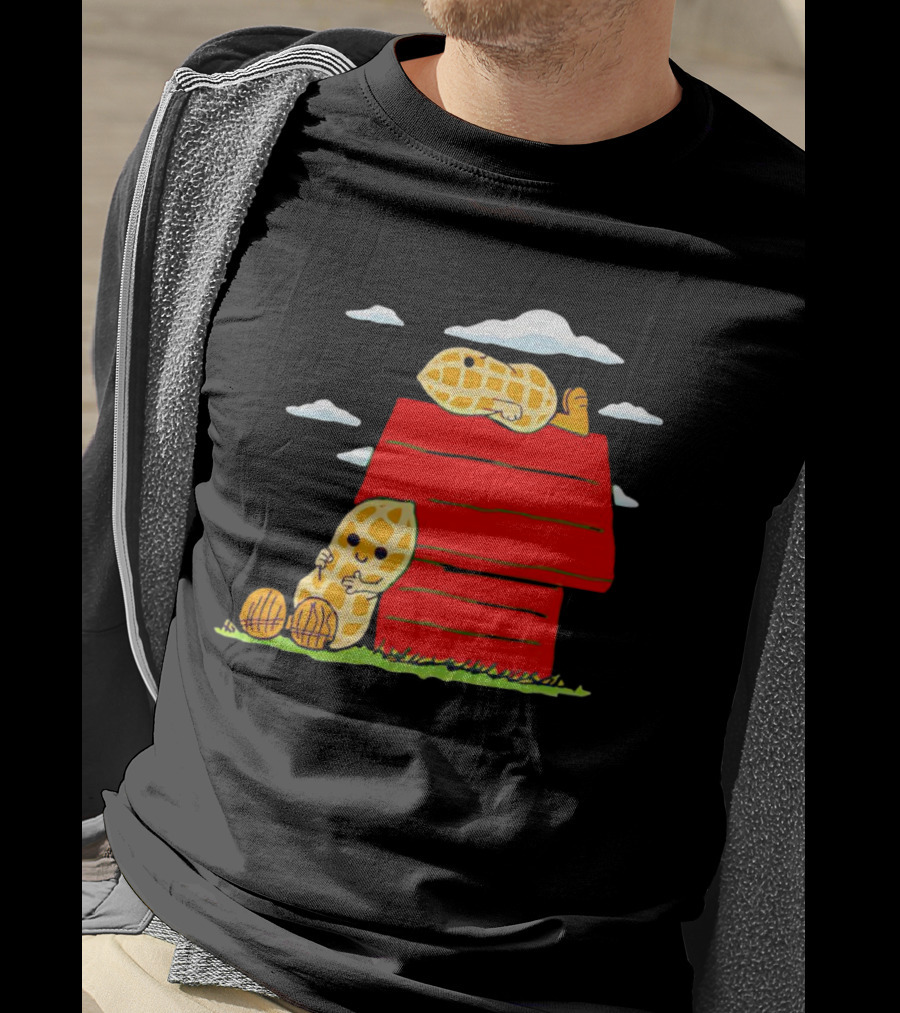 Peanuts Mashup Snoopy Red House Peanut Characters On Doghouse T-Shirt