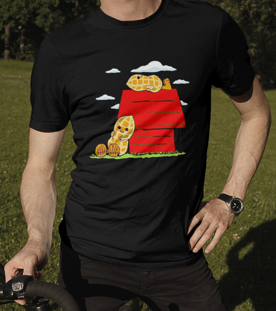 Peanuts Mashup Snoopy Red House Peanut Characters On Doghouse T-Shirt