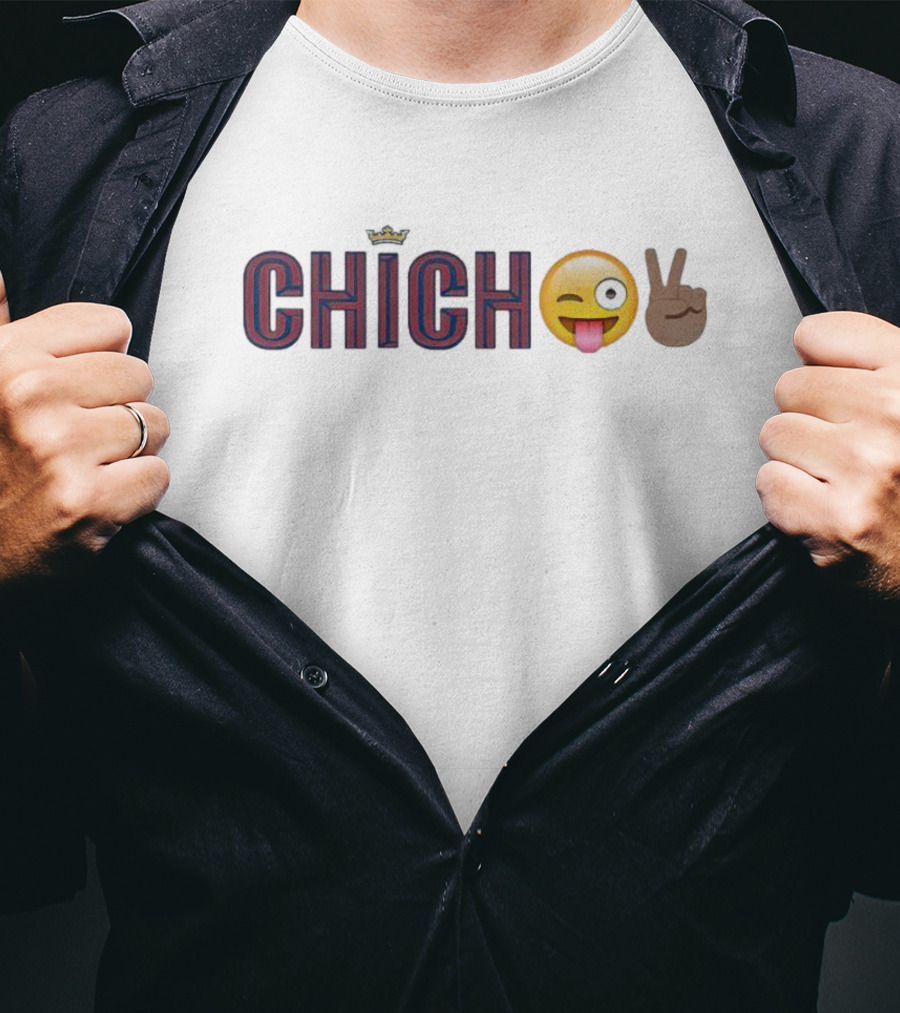Chicho Crown Emoji Peace Sign Playful Text T-Shirt