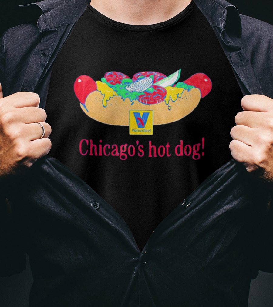 Vienna Beef Chicago's Hot Dog With Iconic Logo And Toppings T-Shirt
