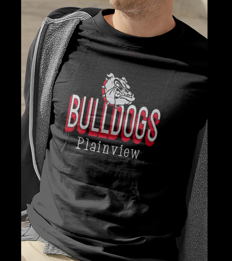 Bulldogs Plainview Bold Red And White Mascot T-Shirt