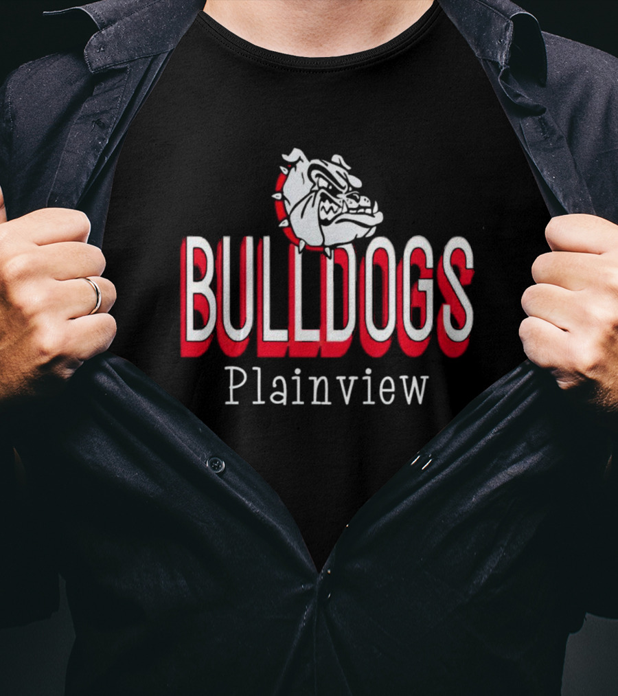 Bulldogs Plainview Bold Red And White Mascot T-Shirt