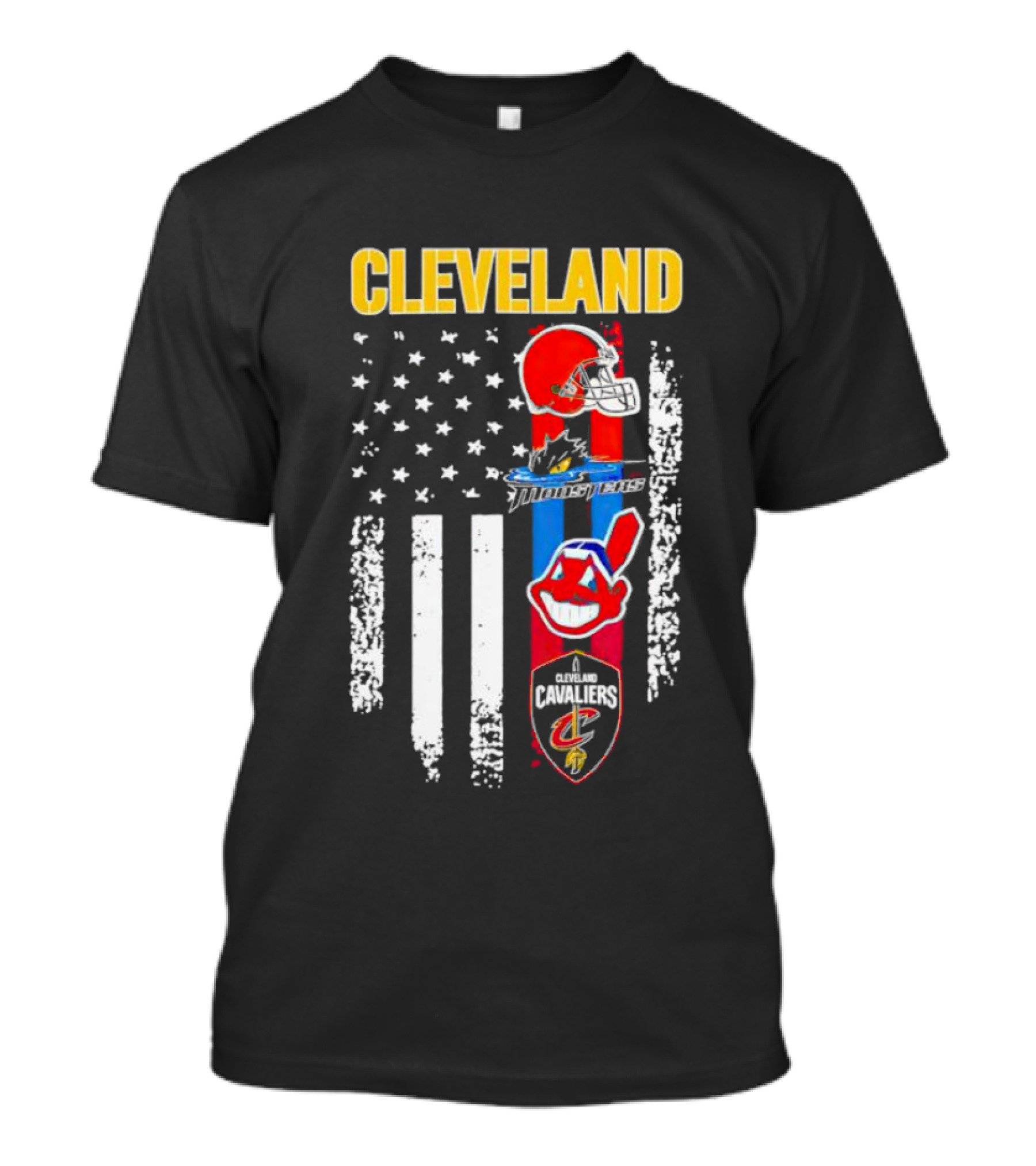 Cleveland Browns Monsters Guardians Cavaliers American Flag Sports T-Shirt