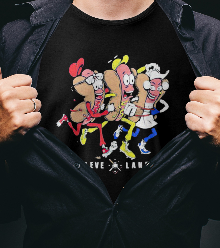 Cleveland Mustard Hot Dog Racing Trio Fun T-Shirt