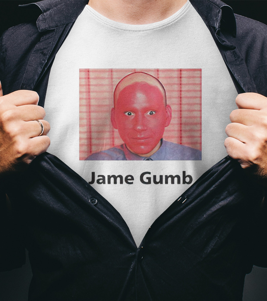 Jame Gumb Red Face Image With Red Background Blinds T-Shirt