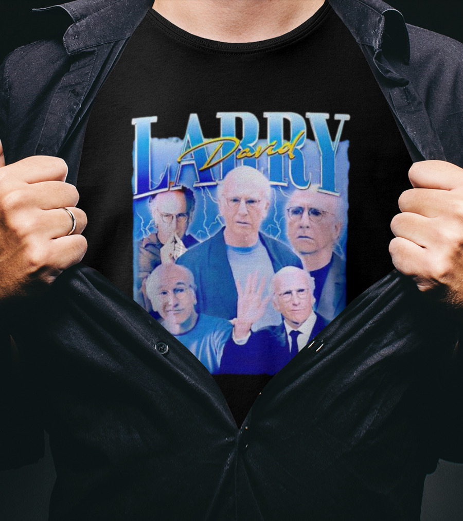 Larry David Collage Blue Lightning T-Shirt