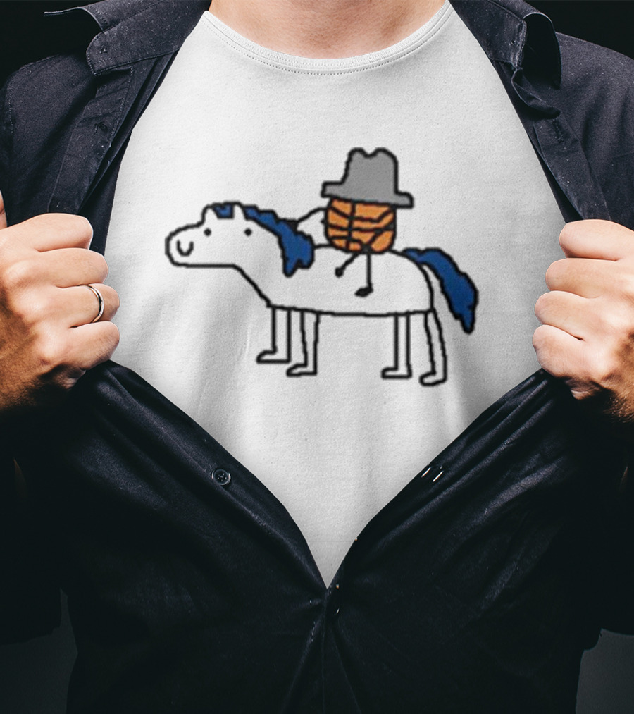 Mavs Cowboy Basketball Riding Blue-Mane Horse T-Shirt