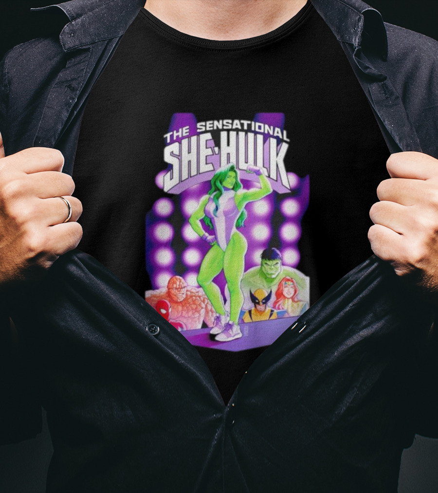 The Sensational She-Hulk Marvel Comic Heroes Hulk Spider-Man Wolverine T-Shirt