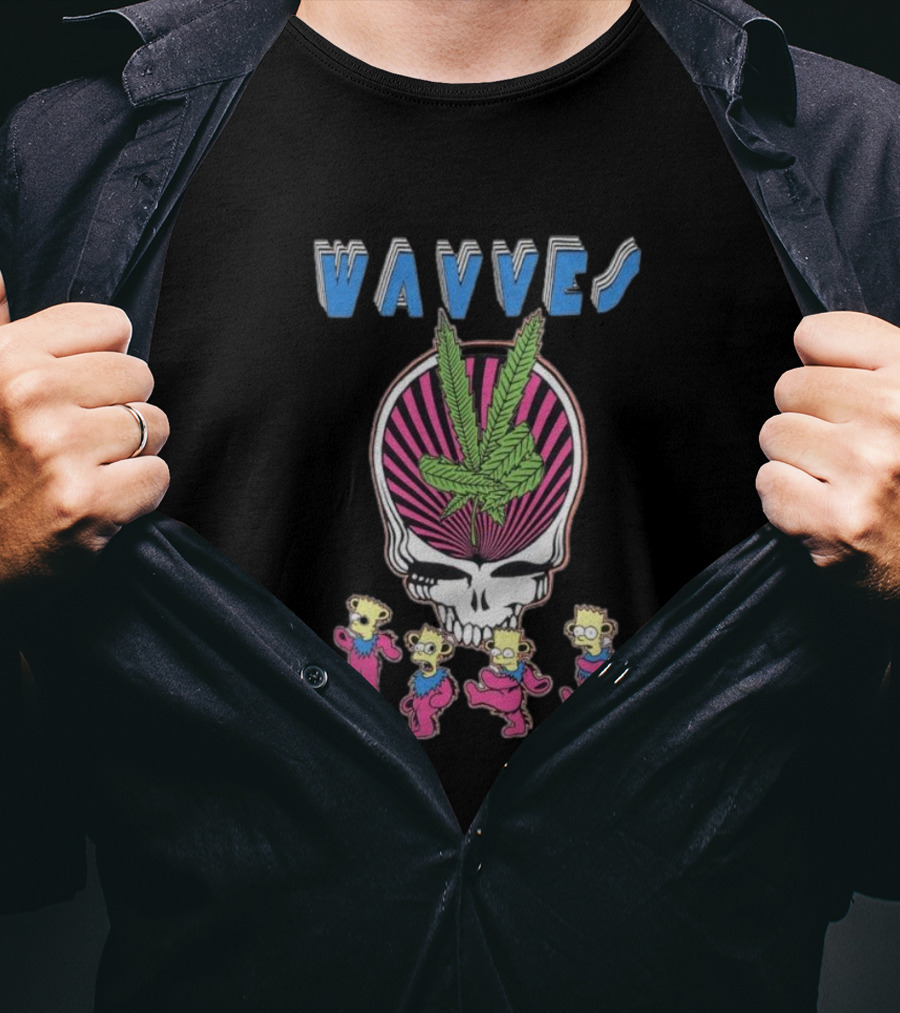 Wavves Psychedelic Skull With Dancing Bart Figures T-Shirt