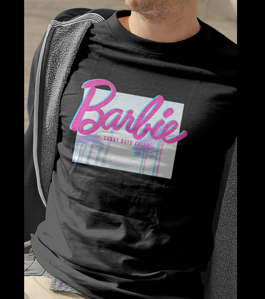 Barbie Sunny Days Ahead Palm Trees Vibrant 3D Text T-Shirt