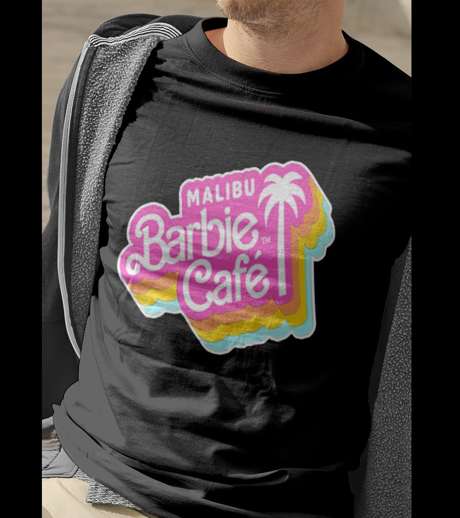 Malibu Barbie Cafe Colorful Retro Logo With Palm Tree T-Shirt