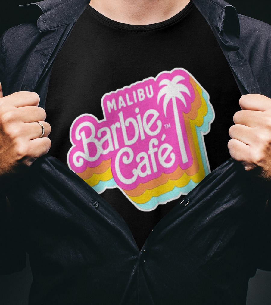 Malibu Barbie Cafe Colorful Retro Logo With Palm Tree T-Shirt