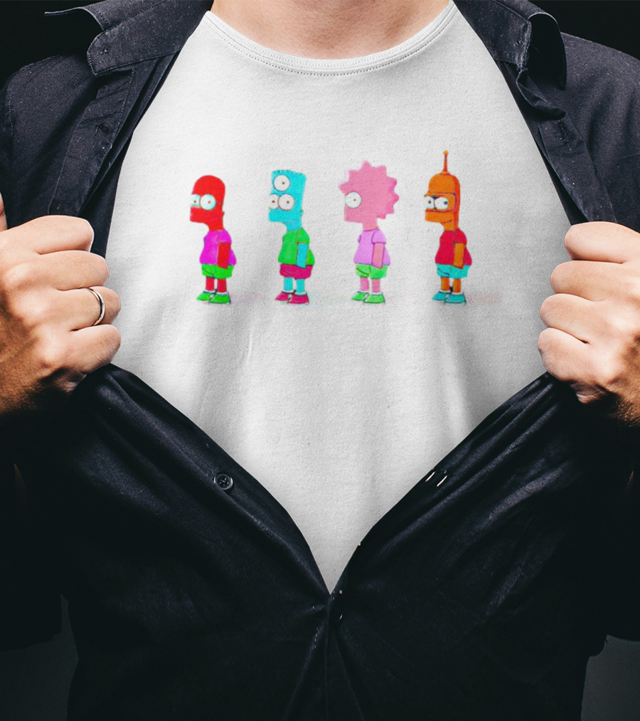 The Simpsons And Futurama Rainbow Characters T-Shirt