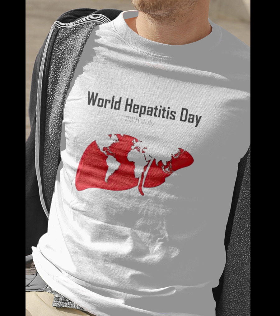 World Hepatitis Day 28th July Red Liver Map T-Shirt