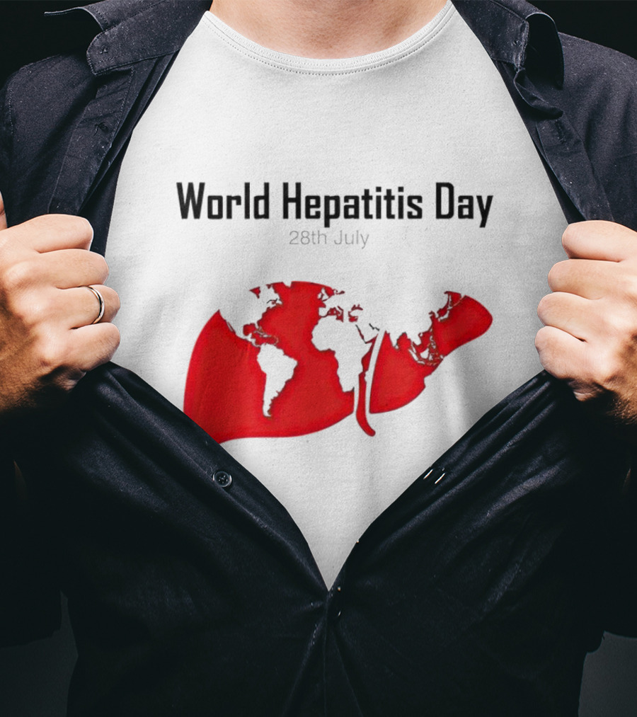 World Hepatitis Day 28th July Red Liver Map T-Shirt