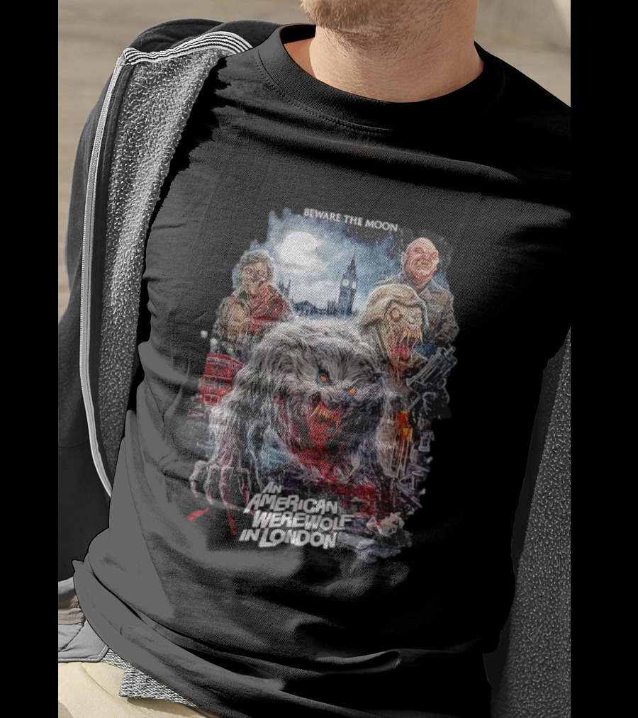 Beware The Moon An American Werewolf In London Vintage Horror Scene T-Shirt