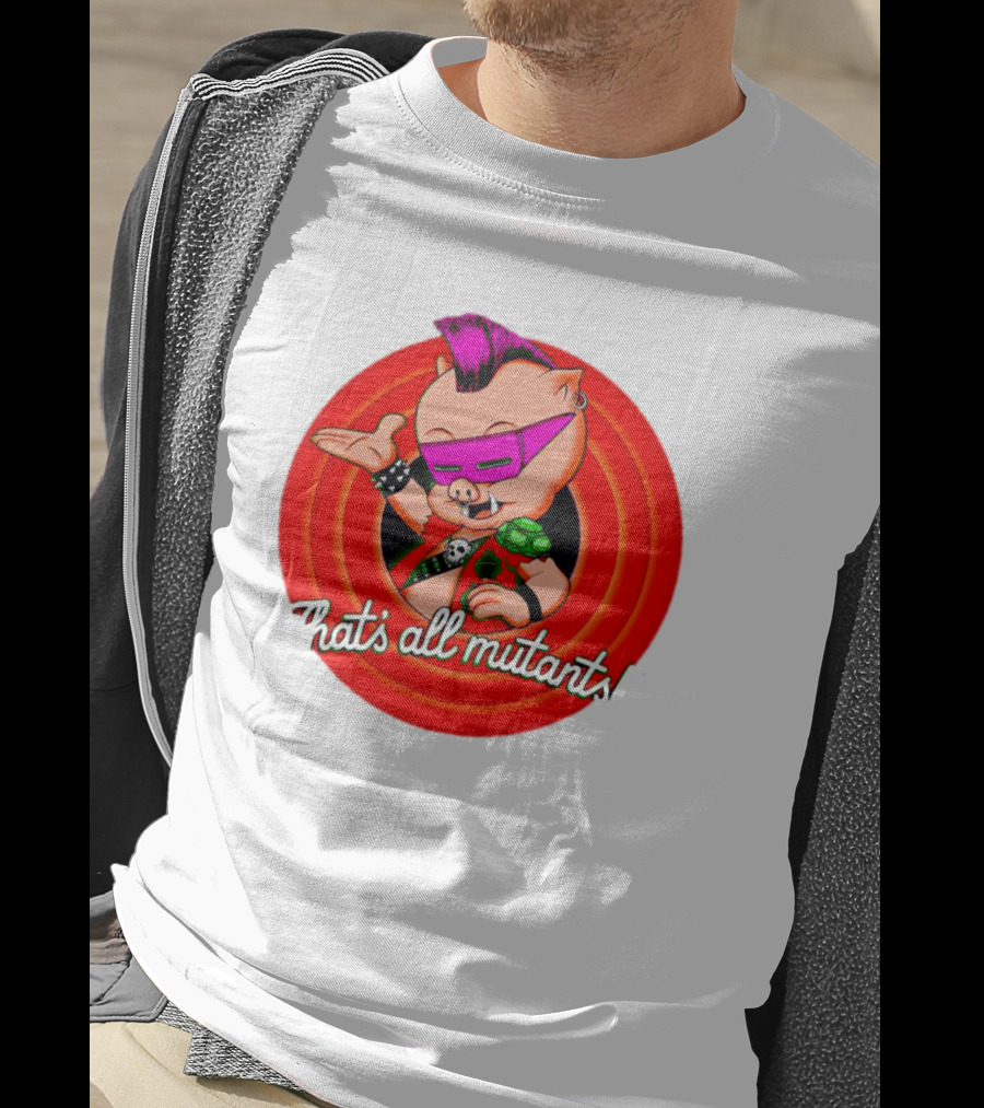 Bebop That's All Mutants Teenage Punk Pig Character In Red Circle T-Shirt