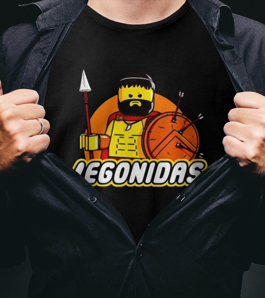 Lego Minifigure Legonidas Warrior Shield Spear T-Shirt