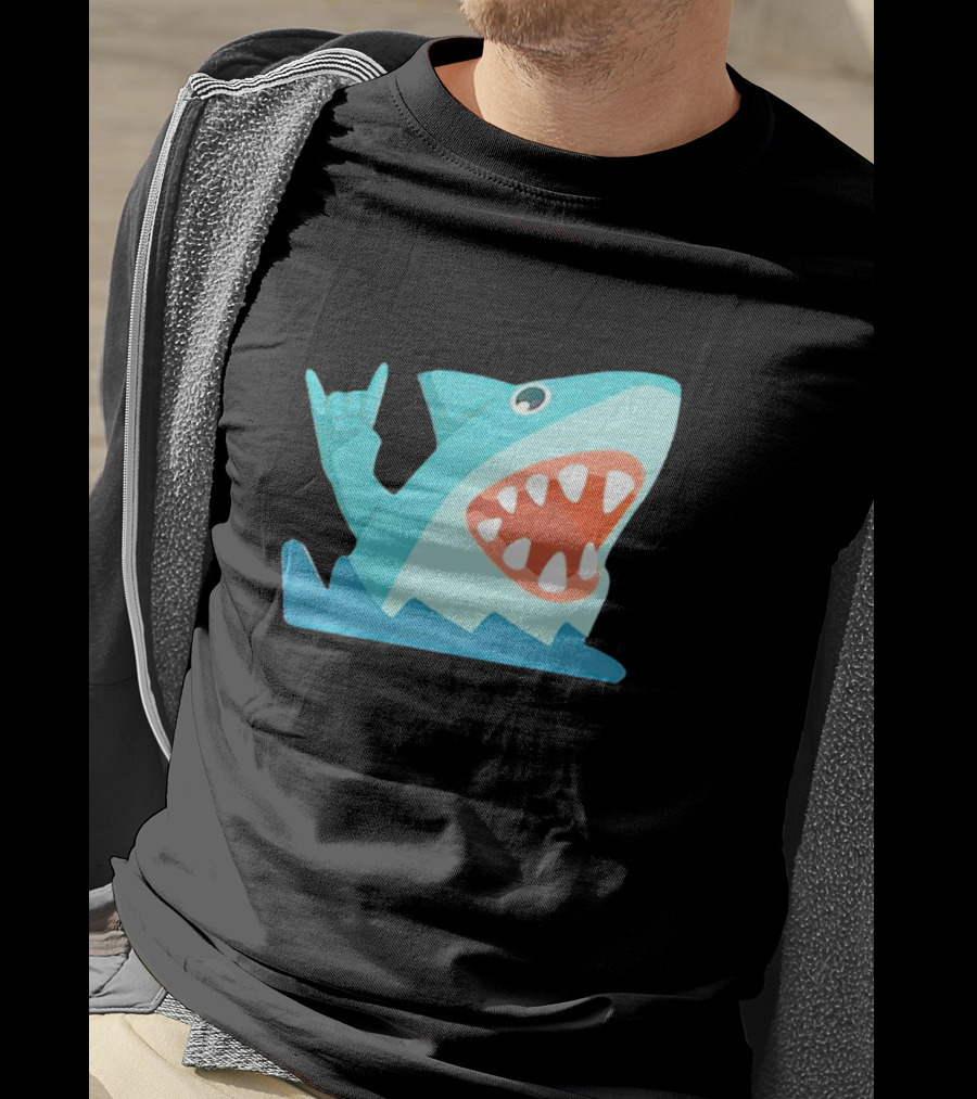 Shark Devil Horns Rock Gesture T-Shirt