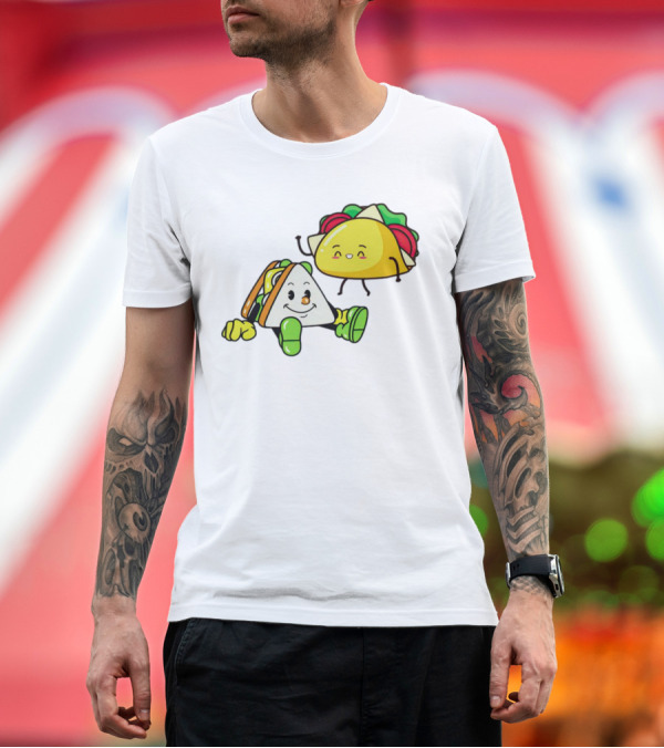 Premium T-Shirt: Tacos Friendship Day Happy Taco and Sandwich Duo T-Shirt Tacos Friendship Day Happy Taco and Sandwich Duo T-Shirt