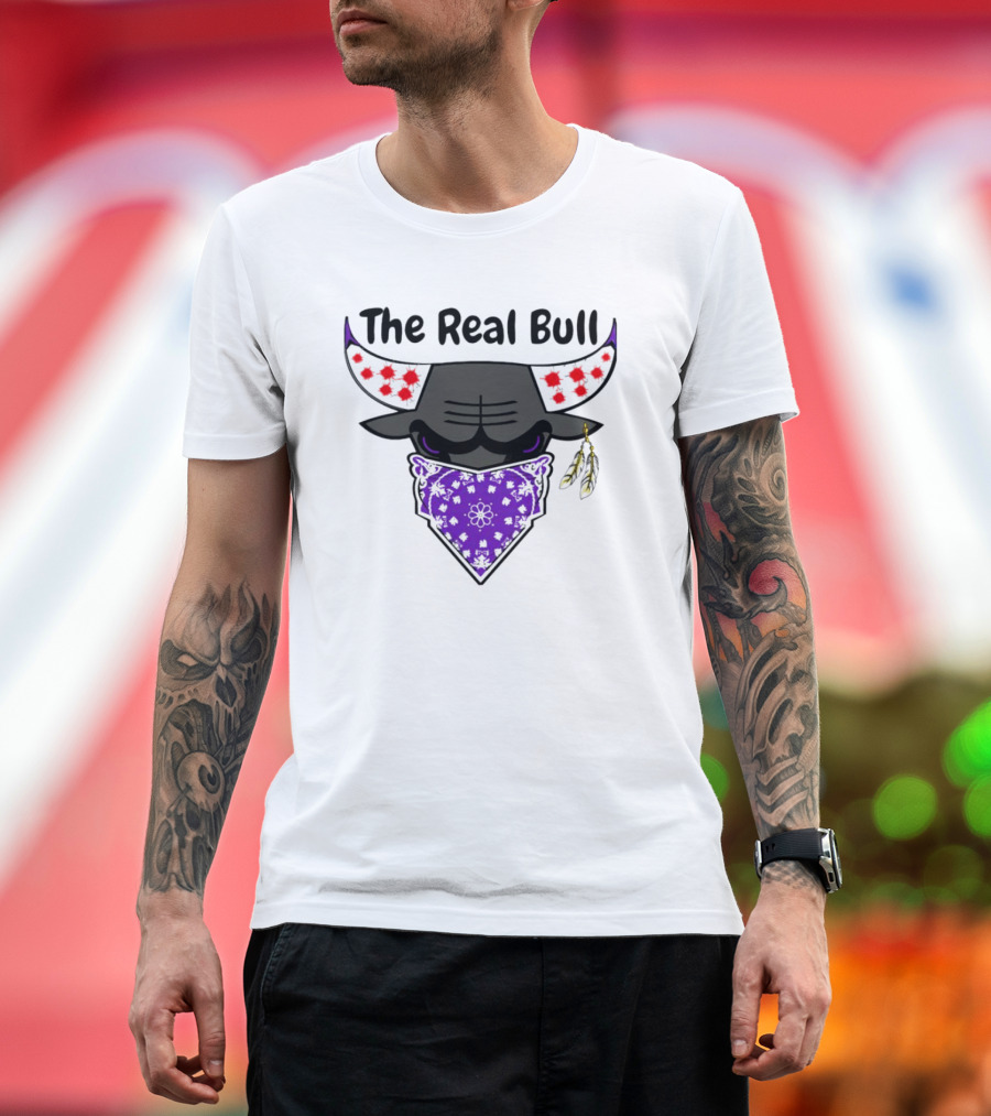 The Real Bull Purple Bandana Horns with Red Accents T-Shirt