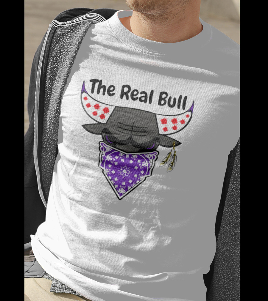 The Real Bull Purple Bandana Horns With Red Accents T-Shirt